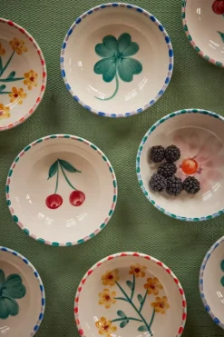 Håndmalt Keramikkbolle Gul Blomst Jade