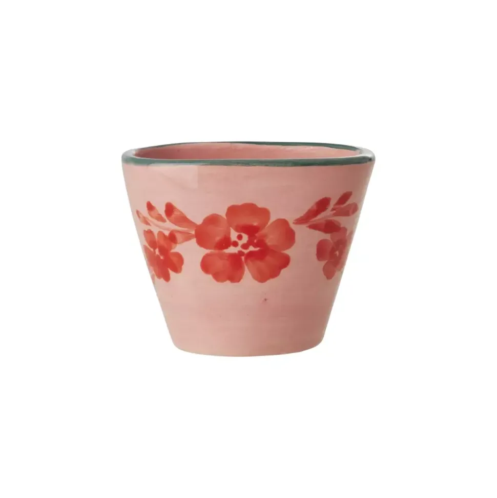 Håndmalt Oval Espressokopp Blomster