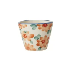 Håndmalt Oval Espressokopp Oransje Blomster