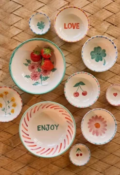 Håndmalt Salatbolle Med Blomster