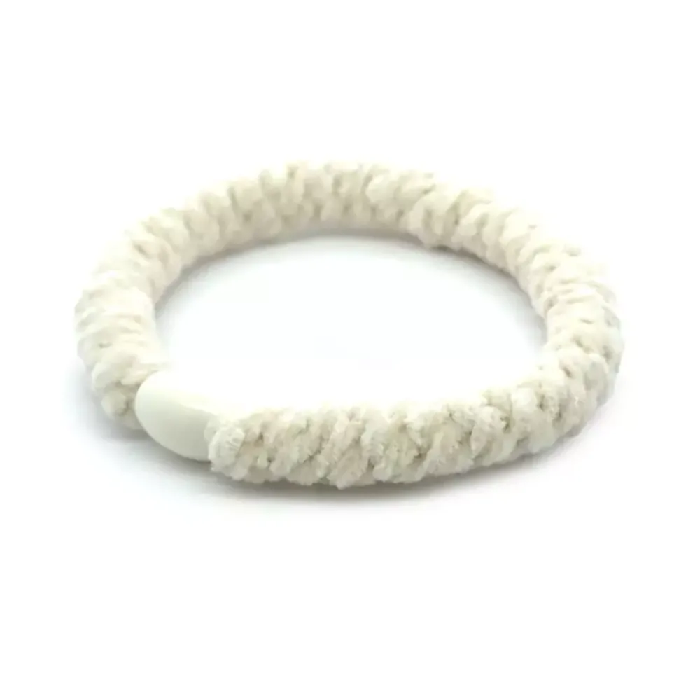 Hårstrikk Chenille Creme