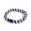 Hårstrikk Marine/hvit m/marine perle
