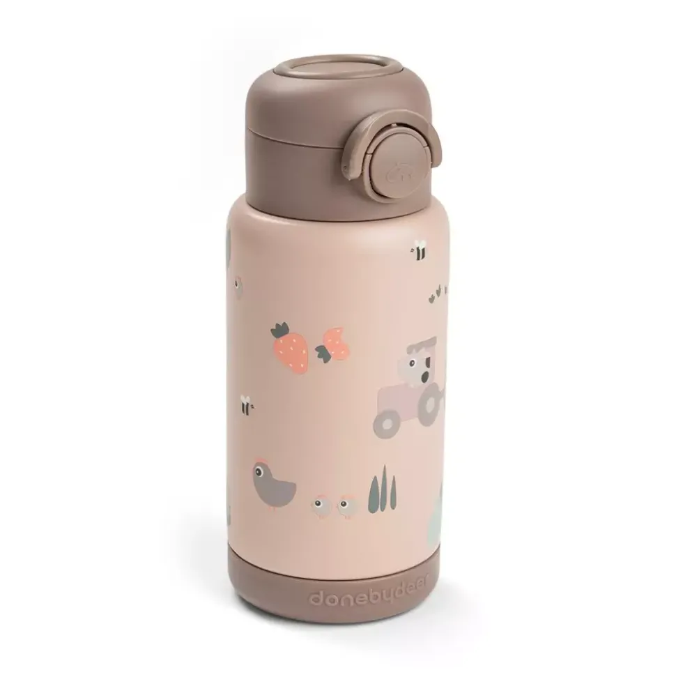 Isolert Drikkeflaske Med Sugerør Tiny Farm Powder 340 Ml