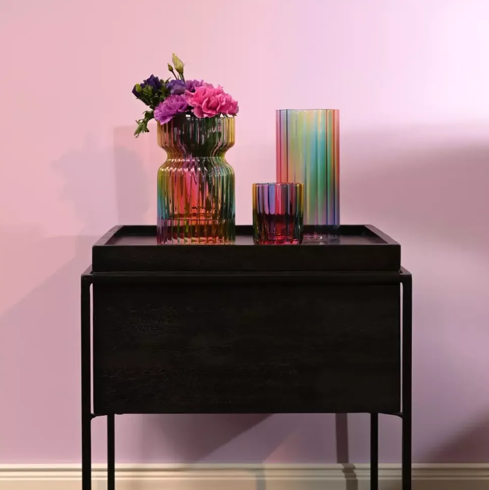 Jaquard Stripes Vase H20 Multicolor