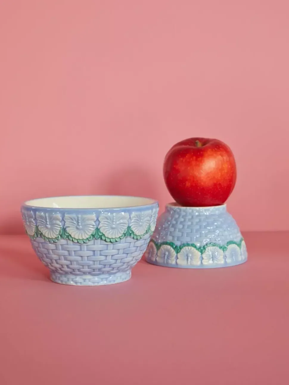 Keramikkbolle Med Blomstermotiv Blå