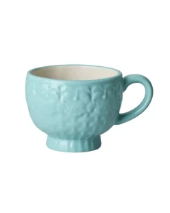 Keramikkopp Med Pregede Blomster Mint