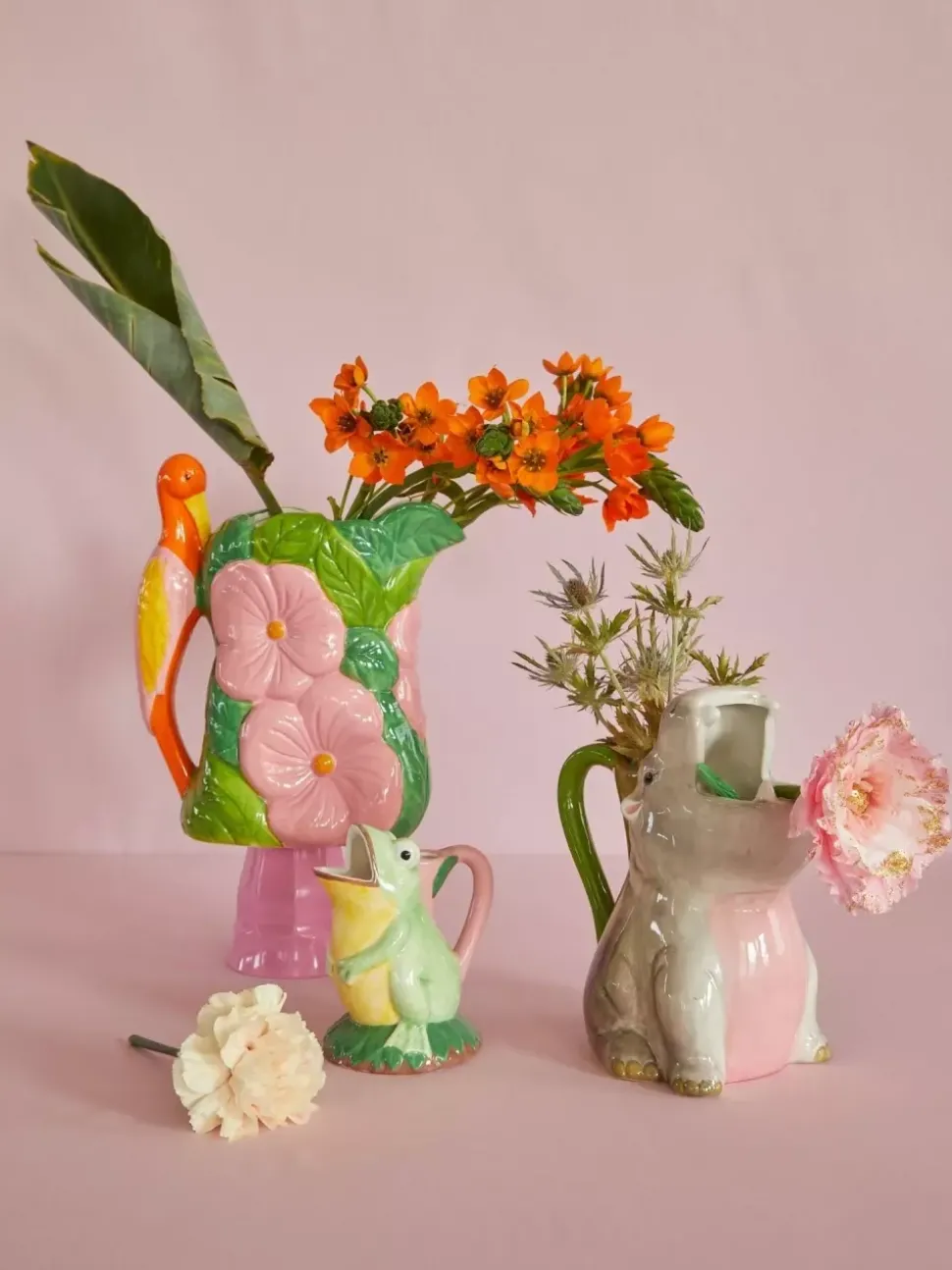Keramikkvase Blomster Og Fugl