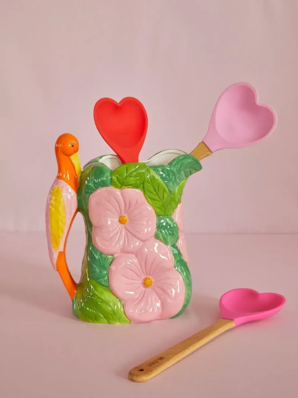 Keramikkvase Blomster Og Fugl
