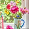 Keramisk Vase I Mint Med Preget Tulipaner