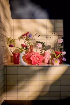 Keramisk Vase Med Blomstermotiv L