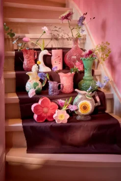 Keramisk Vase Med Blomstermotiv