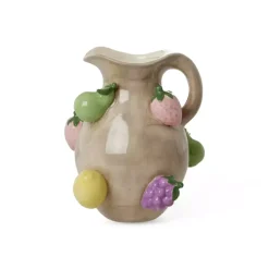 Keramisk Vase/Mugge I Mørk Sand Med Preget Frukt