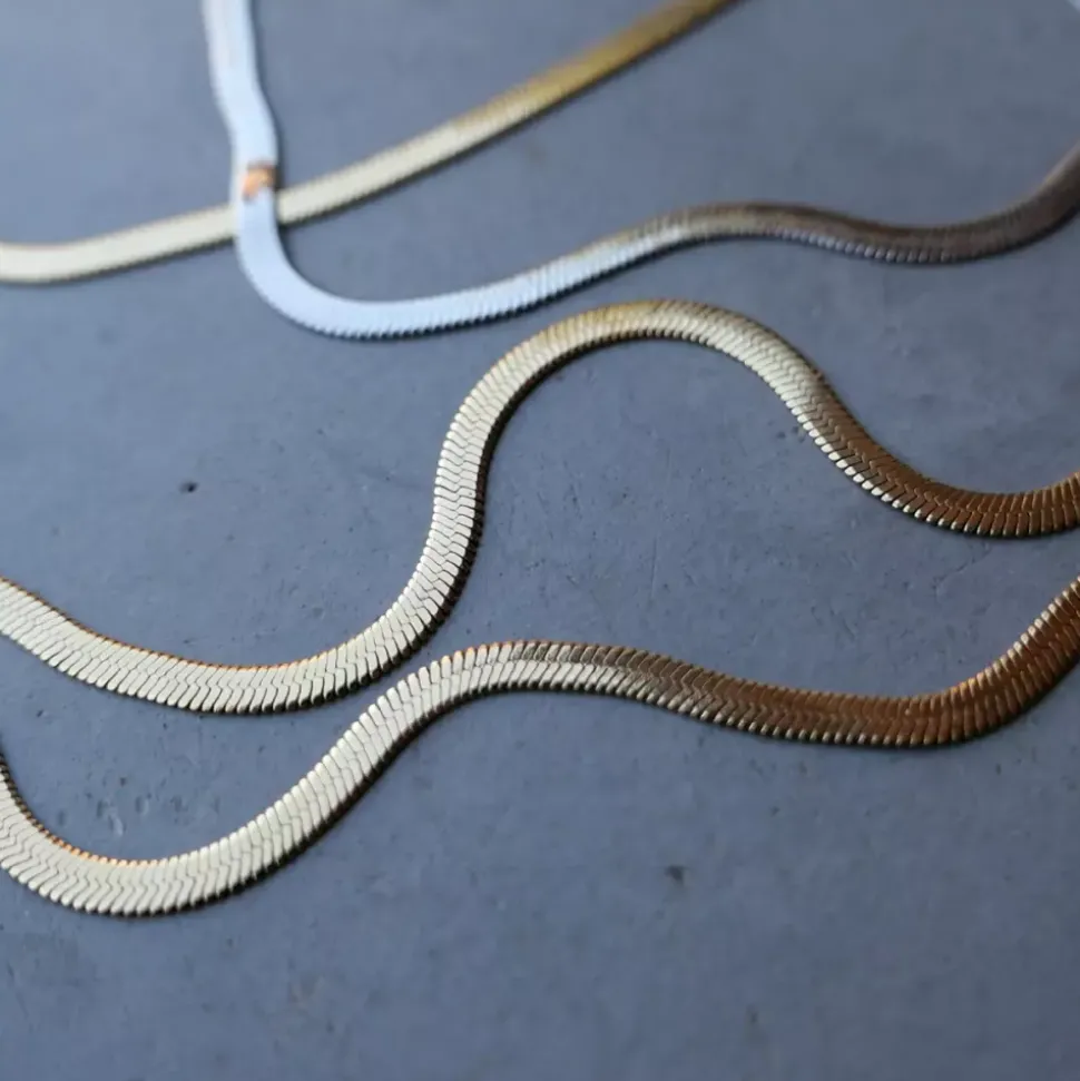 Kort Kjede - Steel Unisex Gull - Snakechain