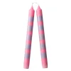 Kronelys 2pk Striper Rosa/Blå