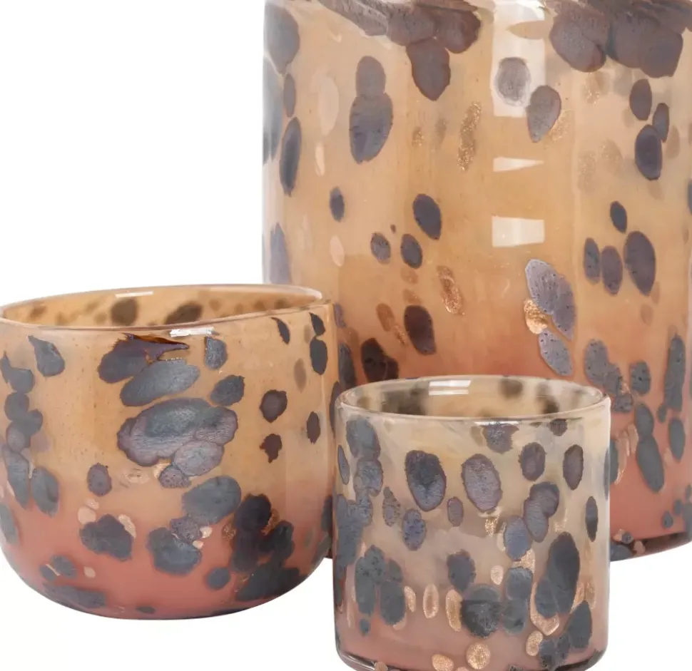 Lama Vase Leopard Glass Ø20 Brun