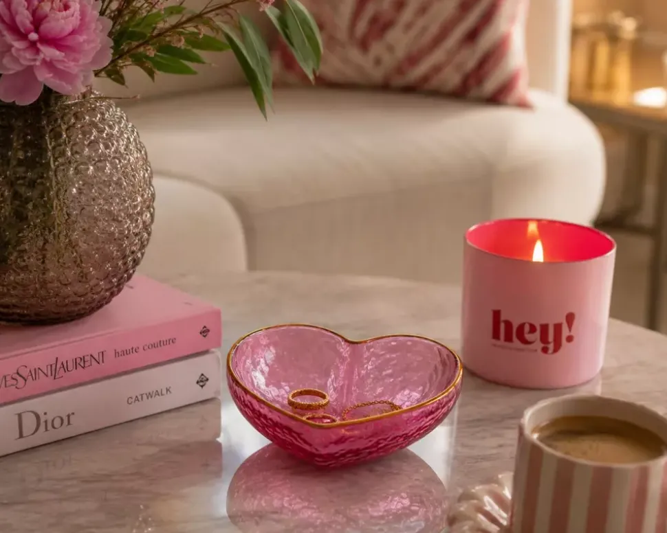 L`Amour Hjerteskål Rosa Stor