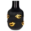 L´Amour Vase H(25Cm) Lips Gull/Svart Sprayet