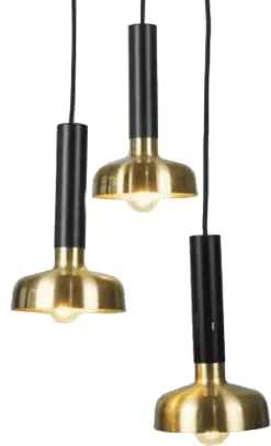 Lampe Metall Gull/Svart 15x15x25