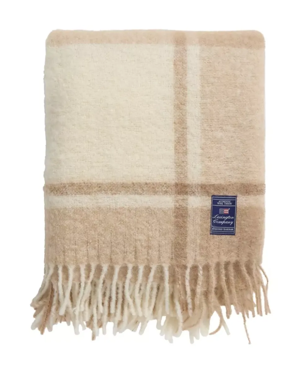 Lexington Beige/Hvitt Rutete Mohairblanding Teppe