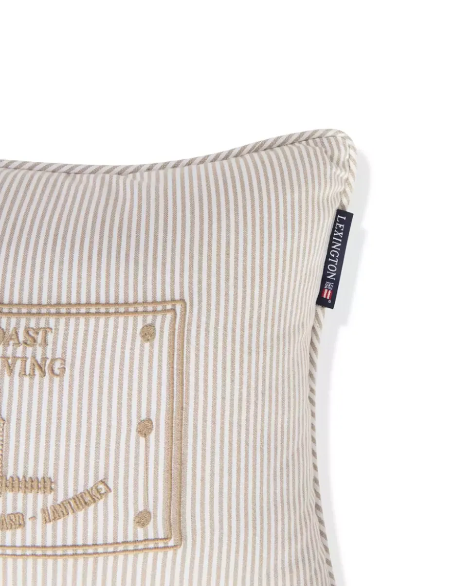 Lexington Beige/Hvitt Stripet Pute i Økologisk Bomull