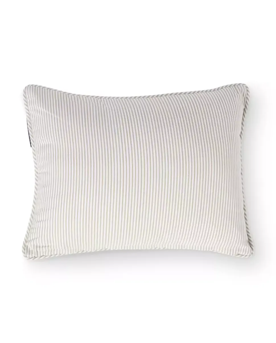 Lexington Beige/Hvitt Stripet Pute i Økologisk Bomull