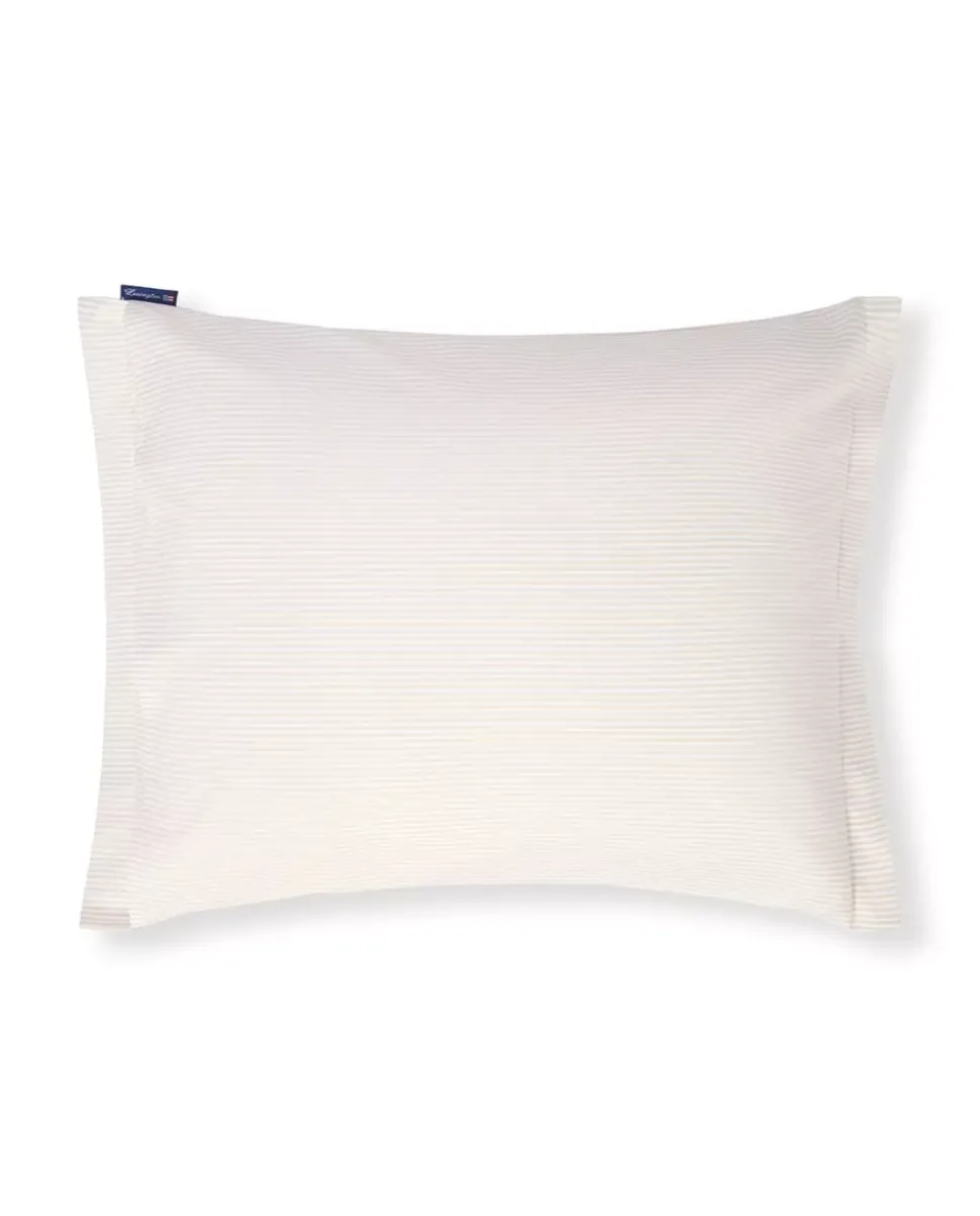 Lexington Beige/Hvitt Stripet Sengesett I Bomullssateng Lang