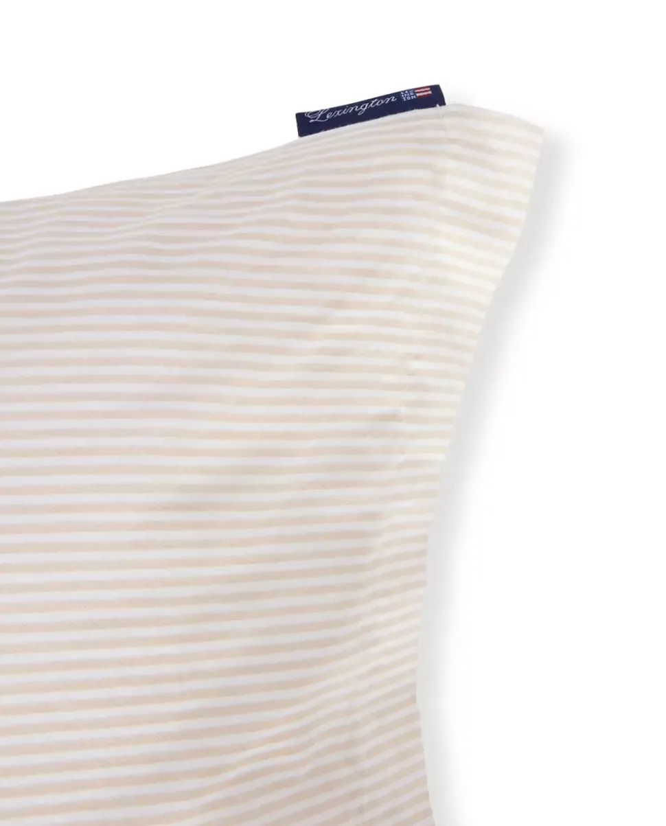 Lexington Beige/Hvitt Stripet Sengesett I Bomullssateng Lang
