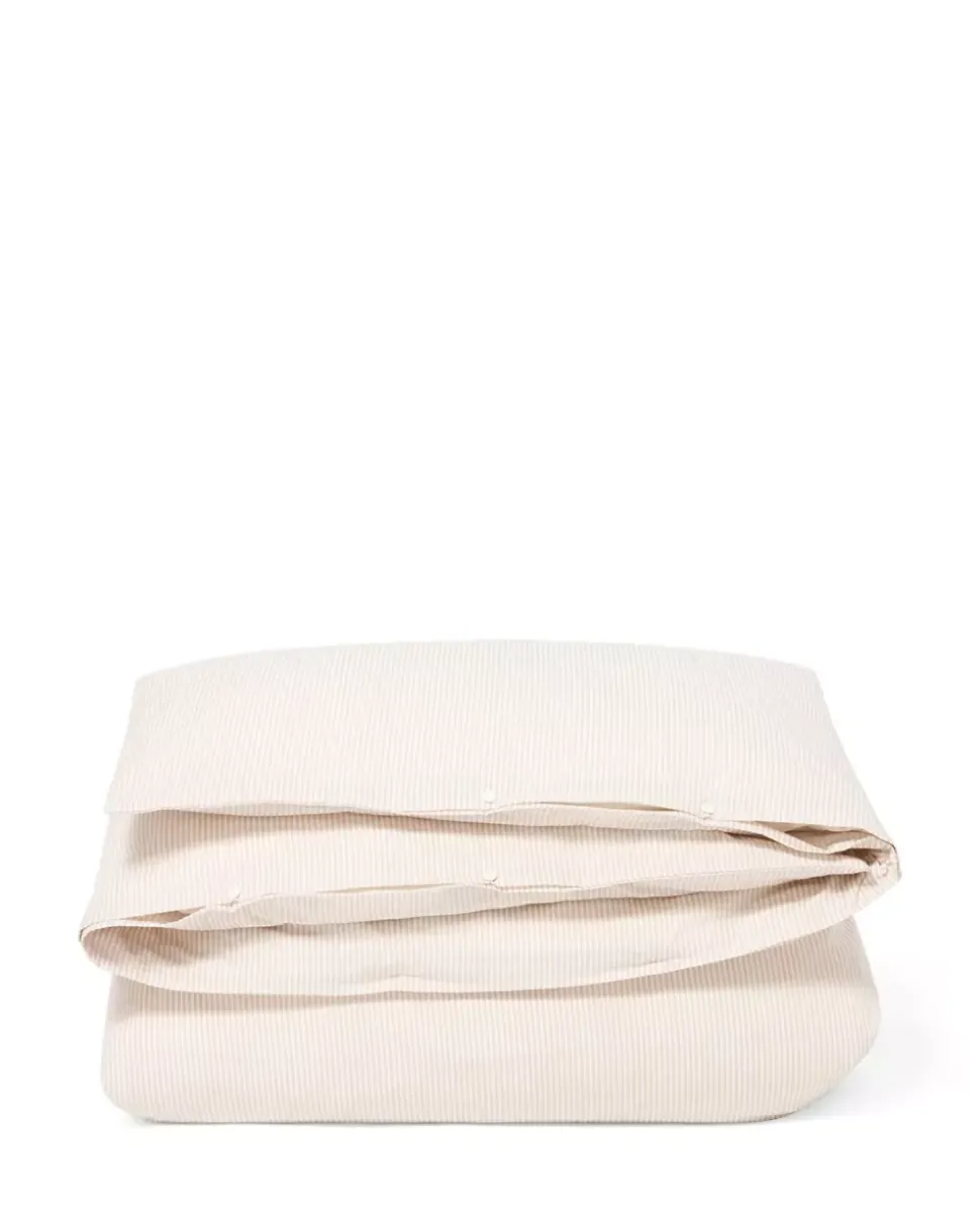 Lexington Beige/Hvitt Stripet Sengesett I Bomullssateng Lang