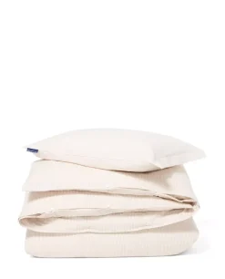 Lexington Beige/Hvitt Stripet Sengesett I Bomullssateng Lang