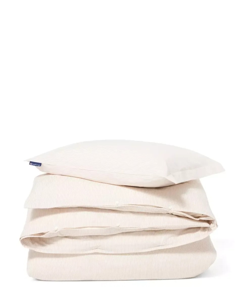 Lexington Beige/Hvitt Stripet Sengesett I Bomullssateng Lang
