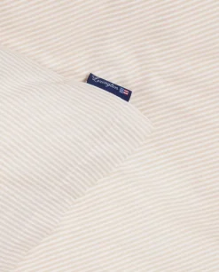 Lexington Beige/Hvitt Stripet Sengesett I Bomullssateng