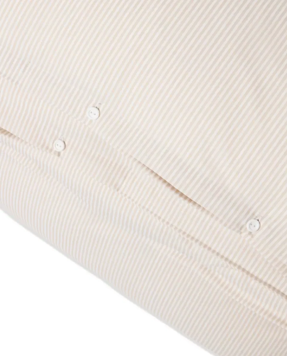 Lexington Beige/Hvitt Stripet Sengesett I Bomullssateng