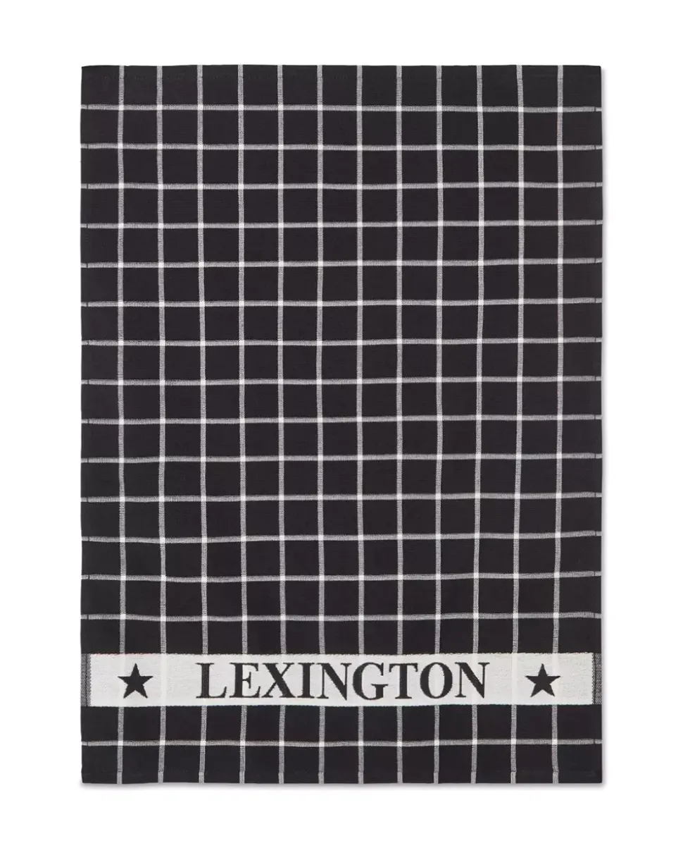 Lexington Frottéhåndkle Svart/Hvit 50x70