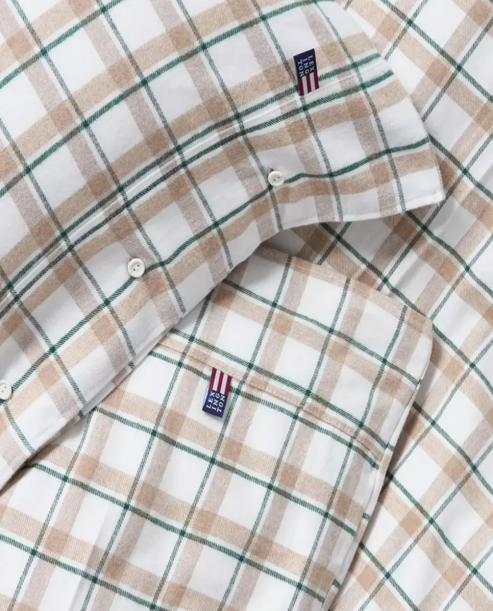 Lexington Grønt/Beige/Hvitt Rutete Bomullsflanell Sengetøy
