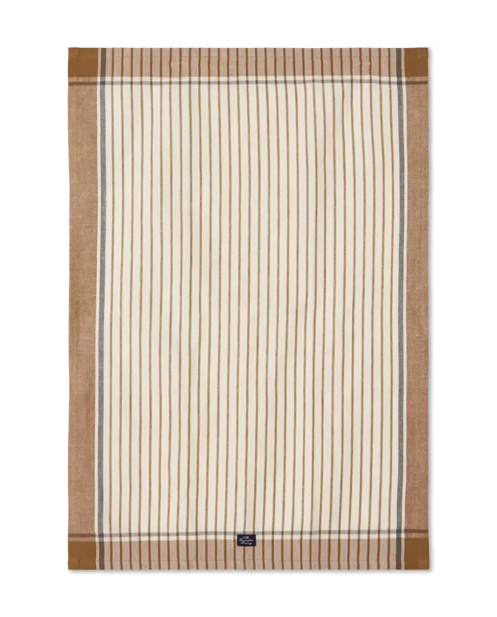 Lexington Kjøkkenhåndkle I Lin/Bomull Med Striper Fudge/Hvit 50x70