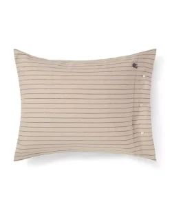 Lexington Nålestripet Bomullsflanell Sengesett Beige/Brun 200x220/2x50x70