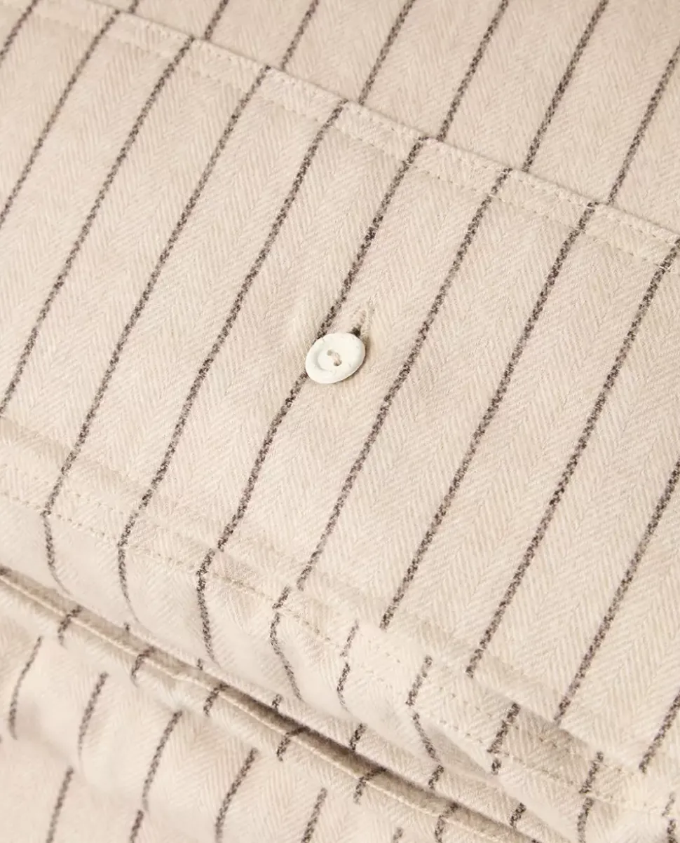 Lexington Nålestripet Bomullsflanell Sengesett Beige/Brun 200x220/2x50x70