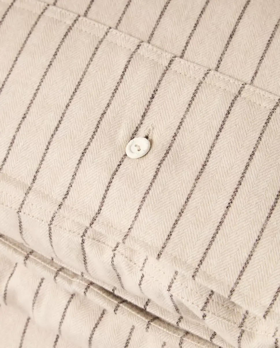 Lexington Nålestripet Bomullsflanell Sengesett Beige/Brun 140x220/50x20