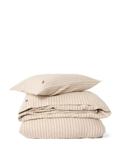Lexington Nålestripet Bomullsflanell Sengesett Beige/Brun 140x200/50x70