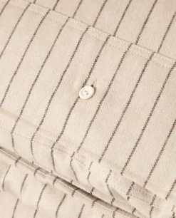 Lexington Nålestripet Bomullsflanell Sengesett Beige/Brun 140x200/50x70