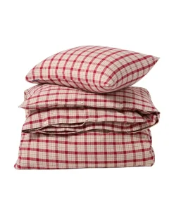 Lexington Rødt/Beige Rutete Bomullsflanell Sengetøy