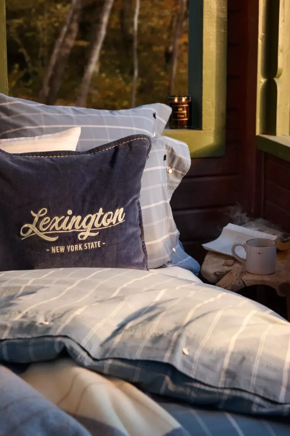 Lexington Rutet Bomullspoplin Sengesett Dobbeldyne
