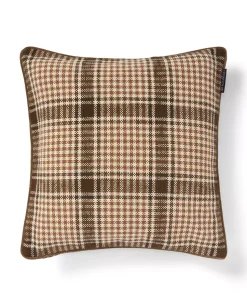 Lexington Rutet Bomullsputetrekk Brun/Fudge/Lys Beige 50x50