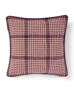 Lexington Rutet Bomullsputetrekk Fiken/Vin/Lys Beige 50x50