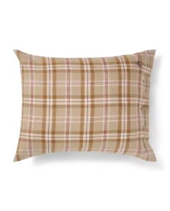 Lexington Rutete Bomullsflanell Sengesett Fudge/Beige/Fiken 200x220/2x50x70