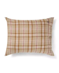 Lexington Rutete Bomullsflanell Sengesett Fudge/Beige/Fiken 140x220/50x70