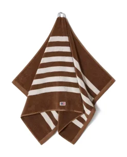 Lexington Stripet Frottéhåndkle Fudge/Snøhvit 70x130