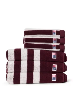 Lexington Stripet Frottéhåndkle Fiken/Snøhvit 70x130