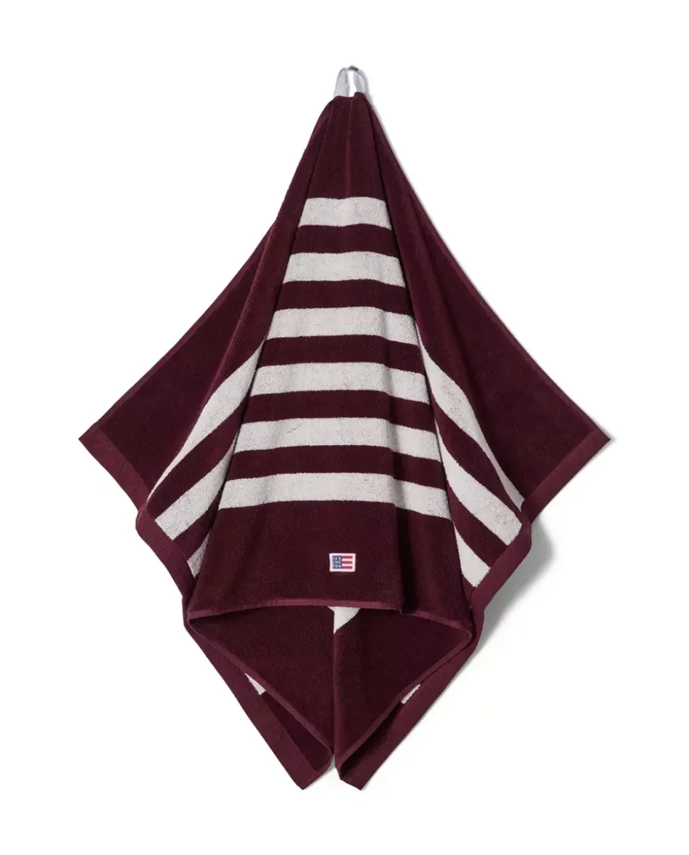 Lexington Stripet Frottéhåndkle Fiken/Snøhvit 70x130