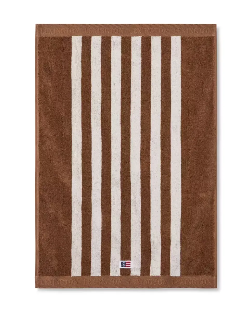 Lexington Stripet Frottéhåndkle Fudge/Snøhvit 50x70